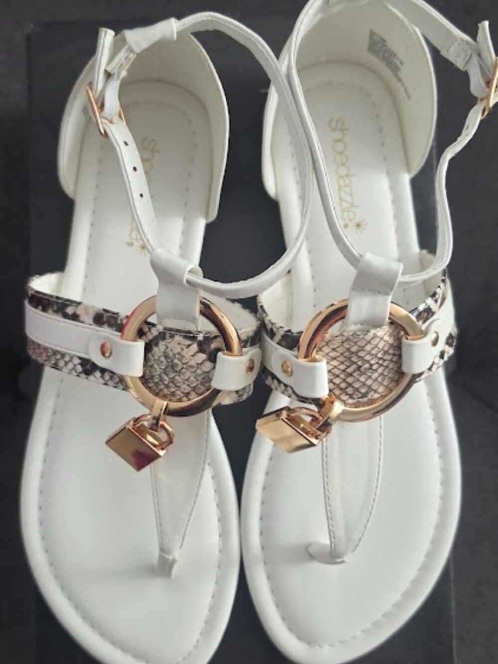 Brand New, never worn White flat sandals. Size 7.5